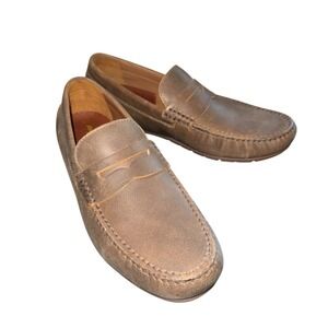 NEW Johnston & Murphy Baldwin Driver Brown Leather‎ Penny Loafer, Men's 10.5